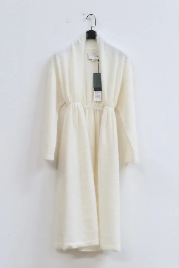 Swayingknit fluffy hair feathers long jacket SW22AW1T101 White